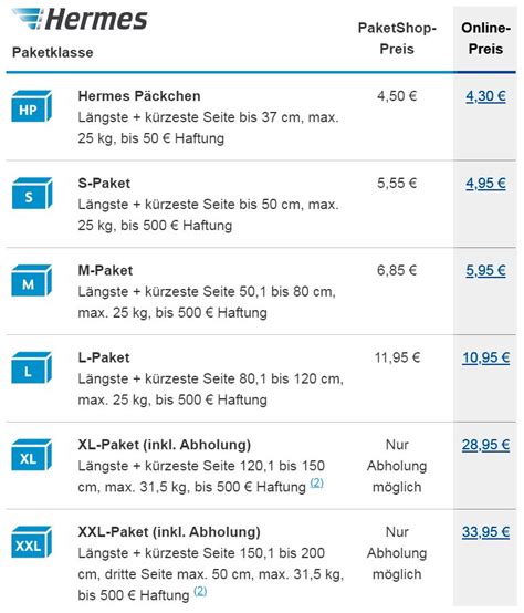 preise für pakete hermes|Hermes paket versandkosten.